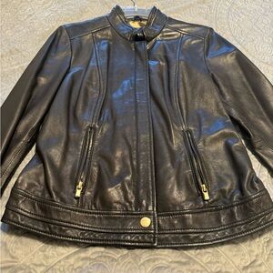 Butter Soft Leather Jacket with Leopard - size M